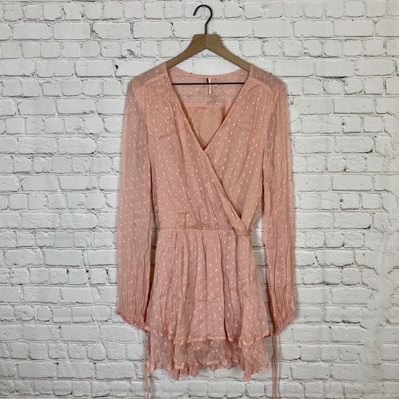 Free People Pants - Free People Rose Long Sleeve V-neck Romper Size M